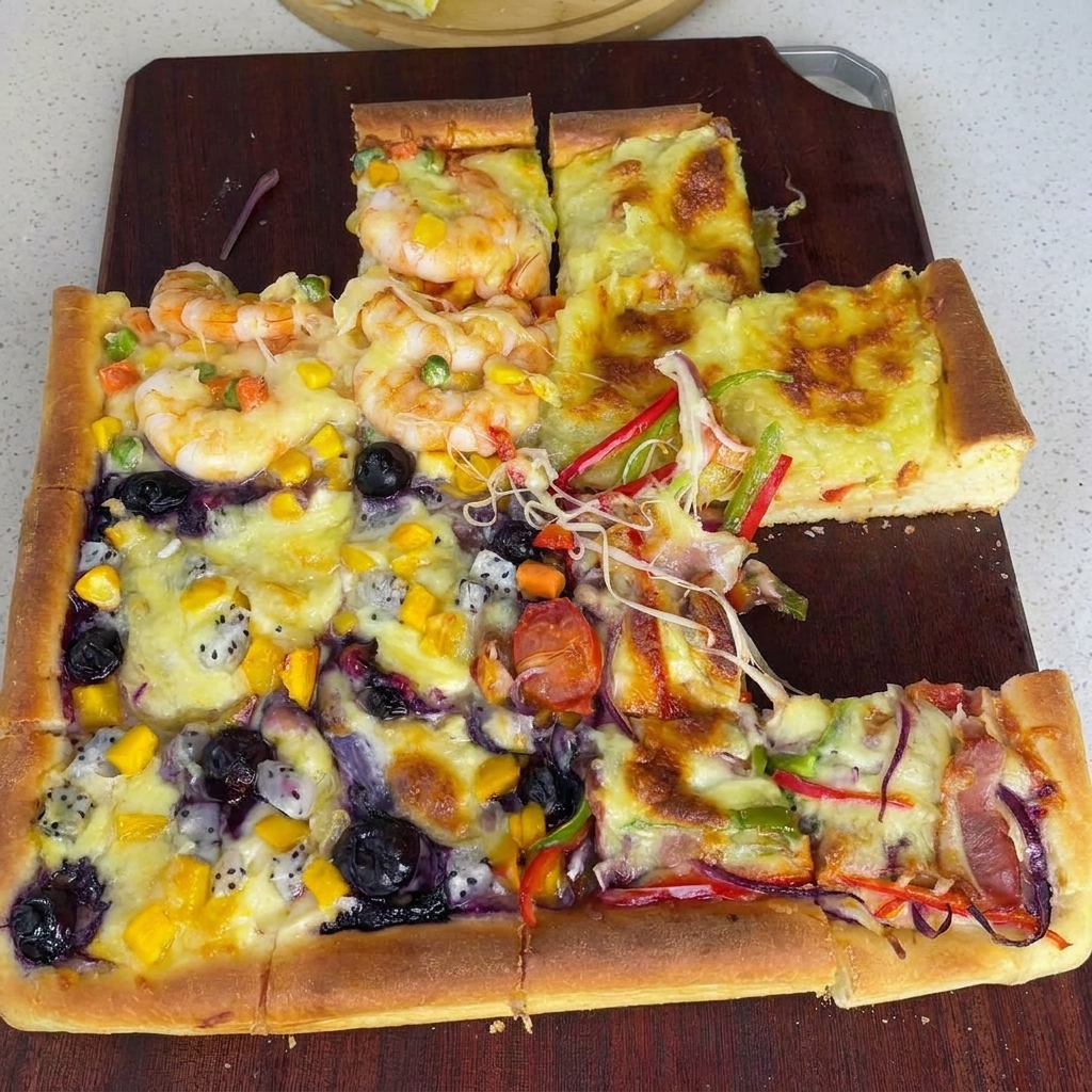 Pizza recouverte de fromage avant la cuisson finale.