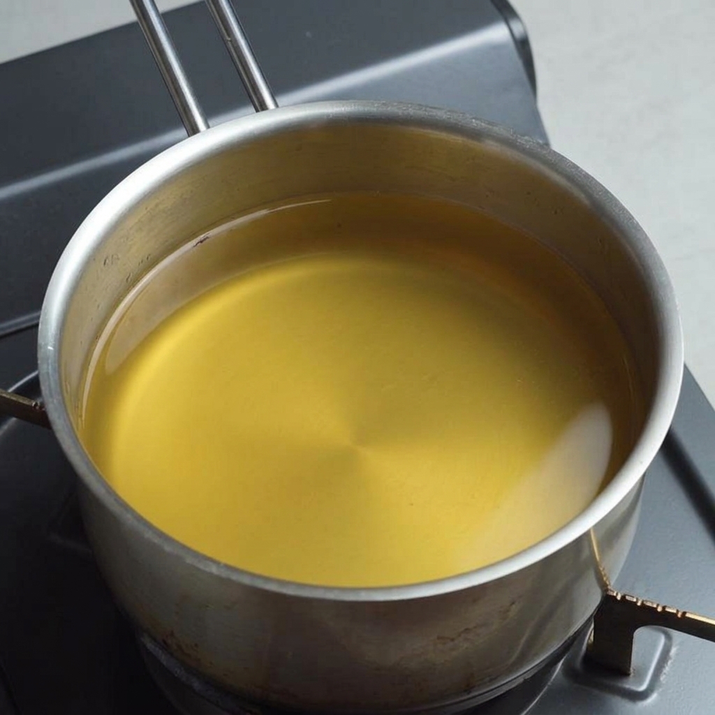 Une casserole en acier inoxydable remplie de bouillon clair sur une cuisinière.