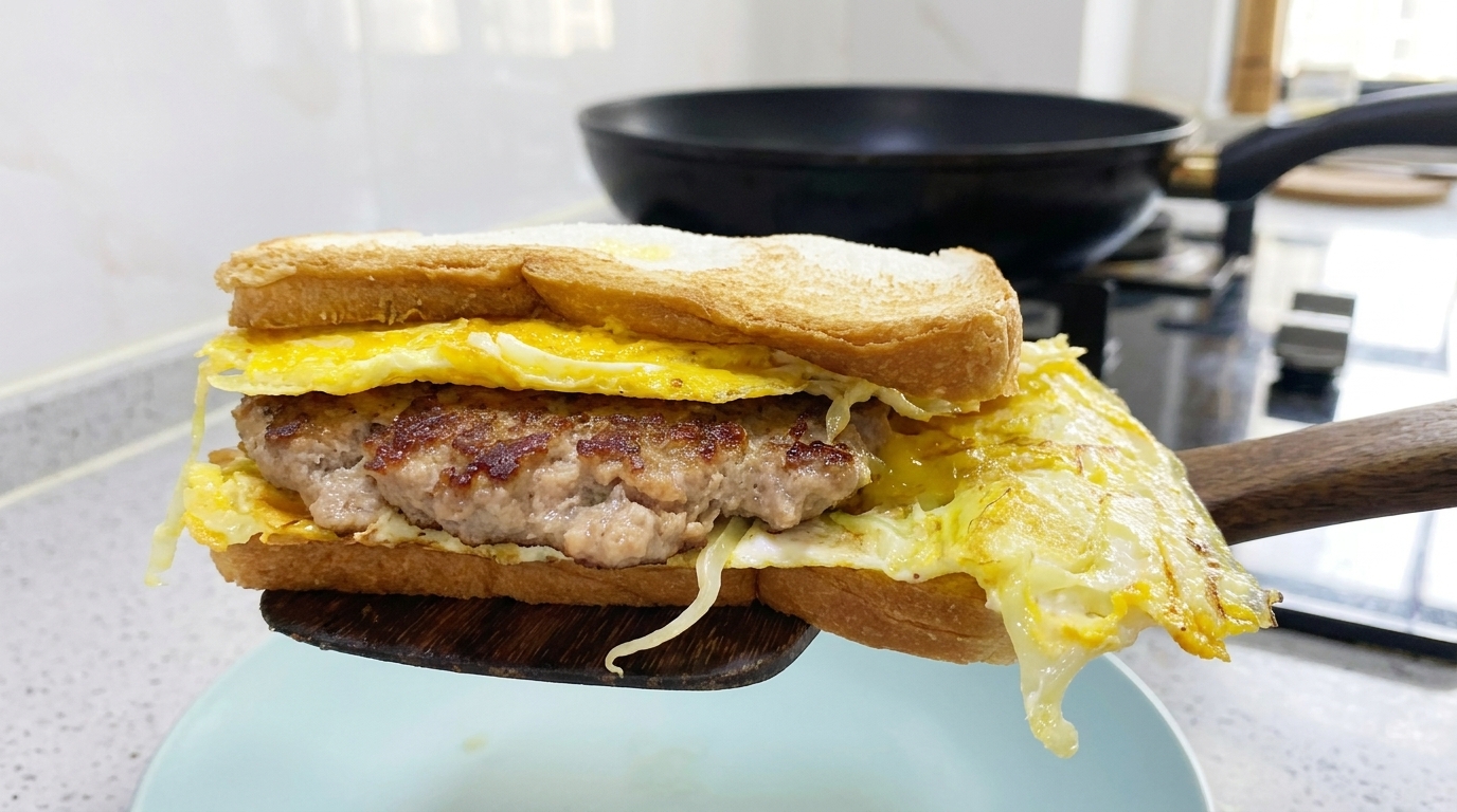 Sandwich au porc haché et chou à l'œuf