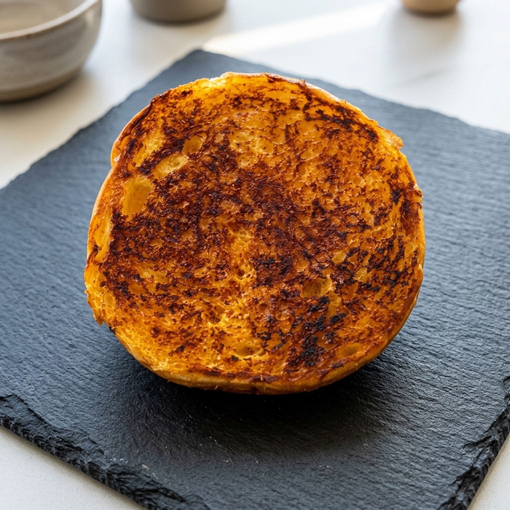 La surface intérieure dun pain à burger, bien dorée et toastée.