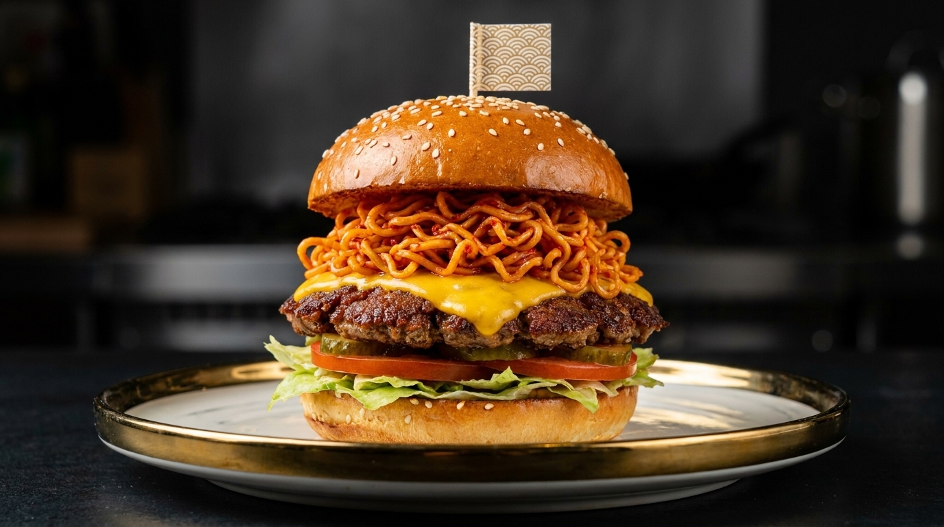 Burger au Ramen Buldak Épicé