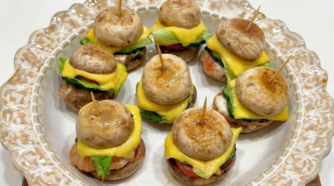 Mini bouchées de champignons à la pâte de crevettes