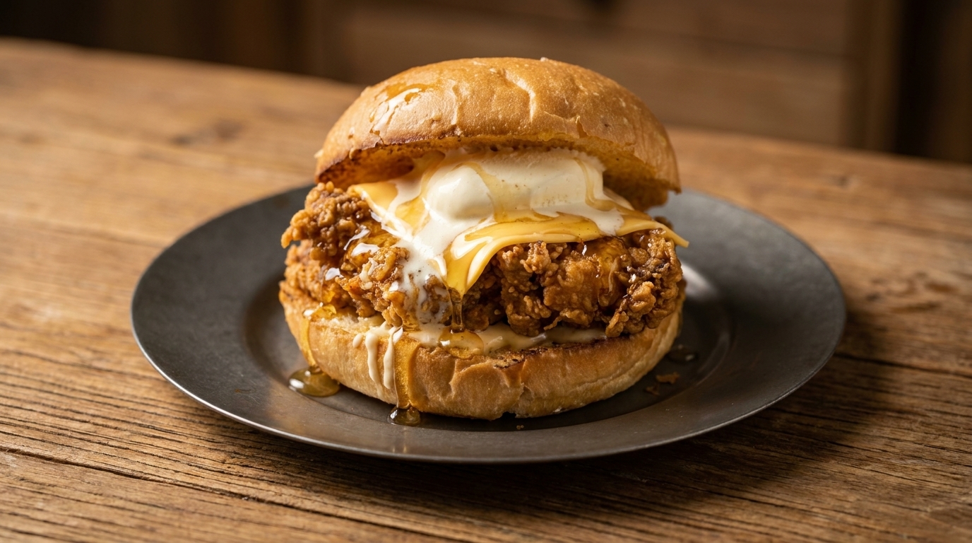 Burger au Poulet Frit et Glace