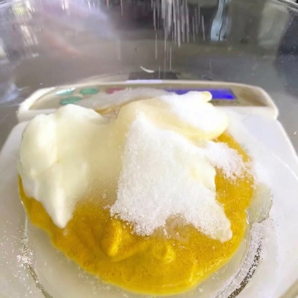 Vinaigre dorge ajouté au bol contenant les ingrédients de la sauce.