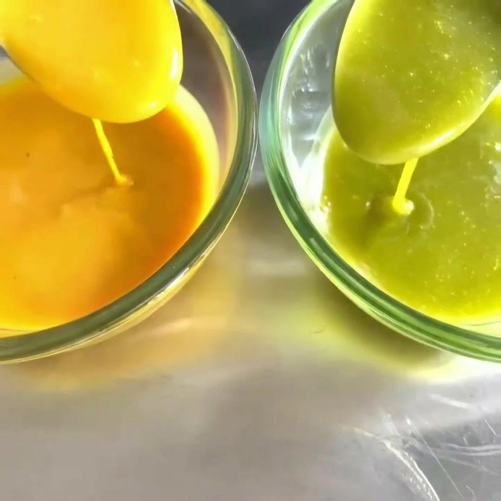Gros plan sur du miel doré versé dans un petit bol en verre.