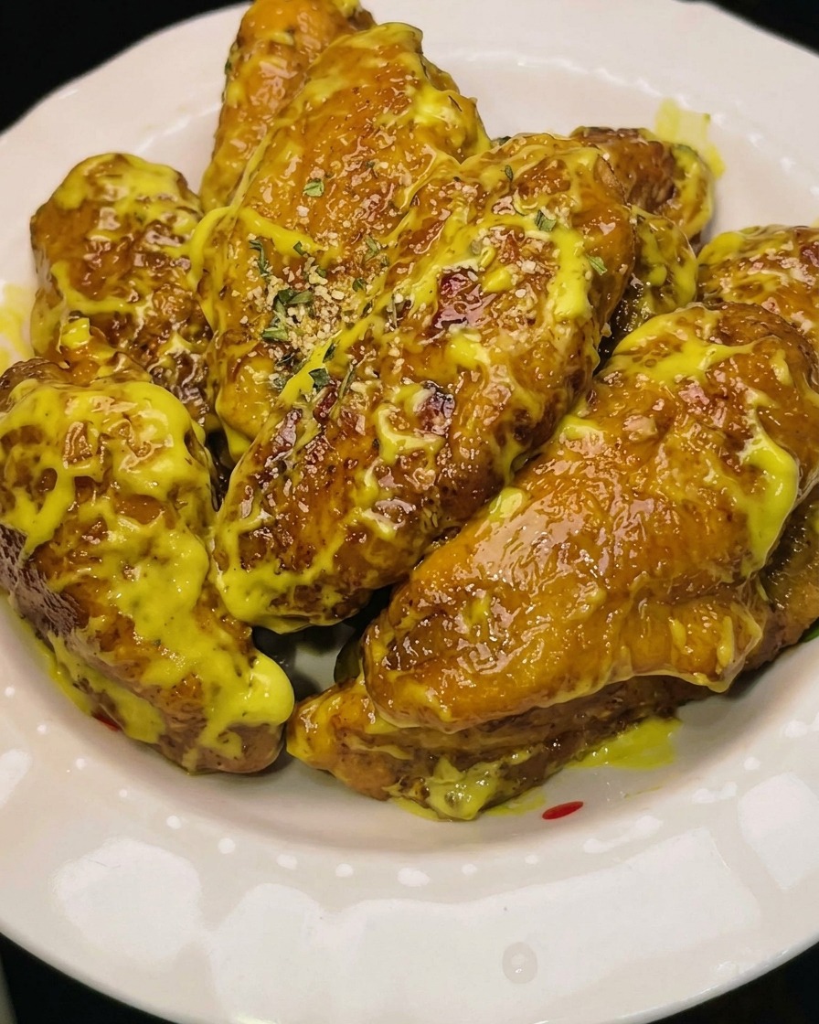 Ajout de farine à tempura aux ailes de poulet rincées dans un bol en acier inoxydable.