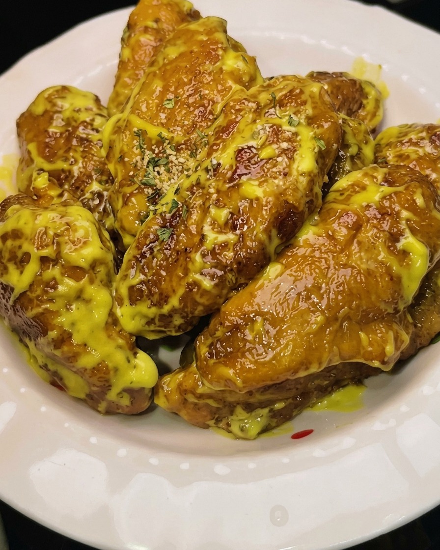 Ailes de poulet dorées retirées de lhuile chaude à laide dune écumoire.