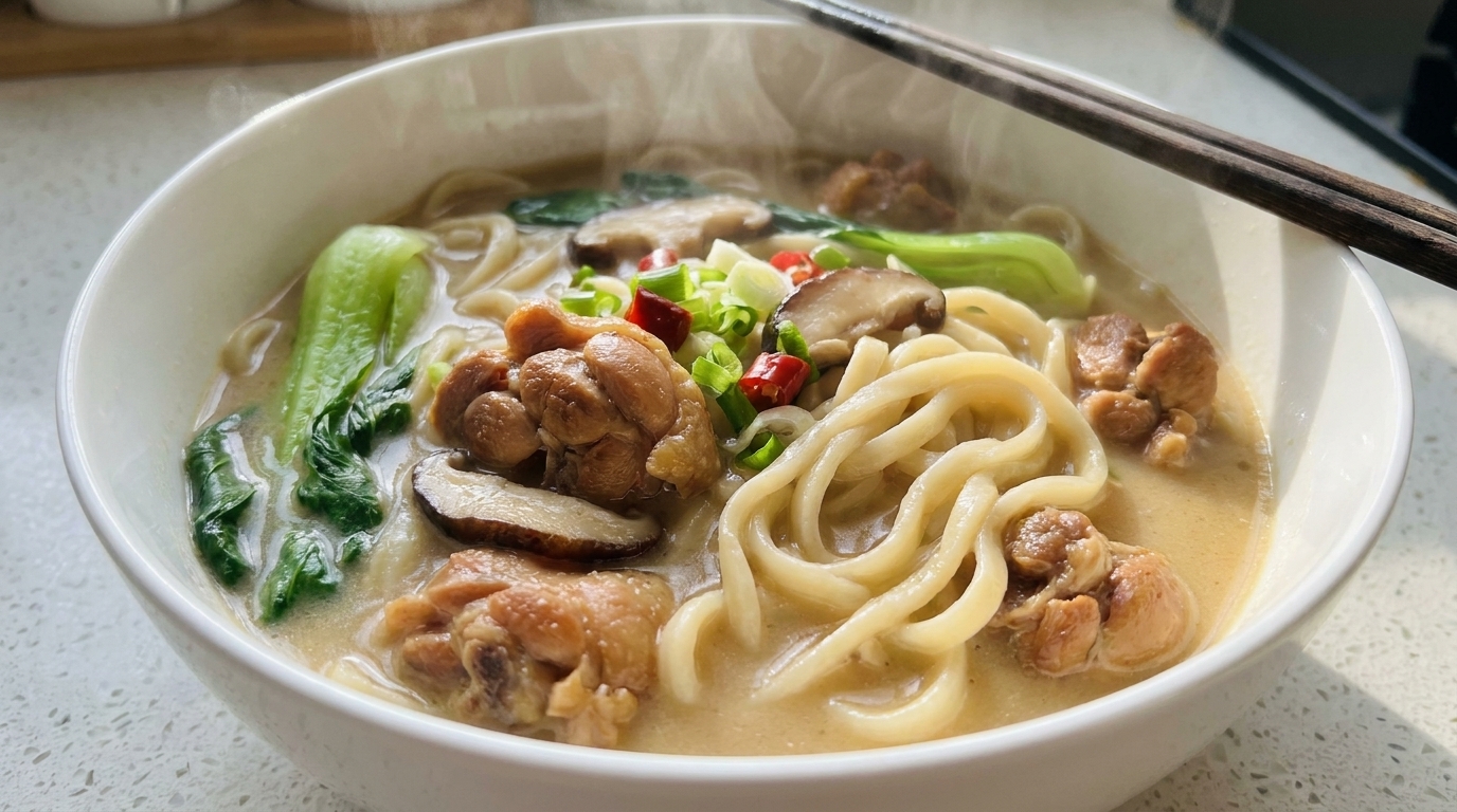 Soupe de Nouilles aux Cuisses de Poulet