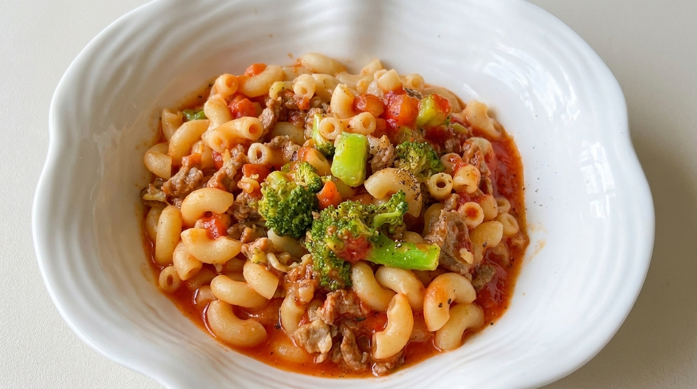 Macaroni au Bœuf et Brocoli Sauce Tomate