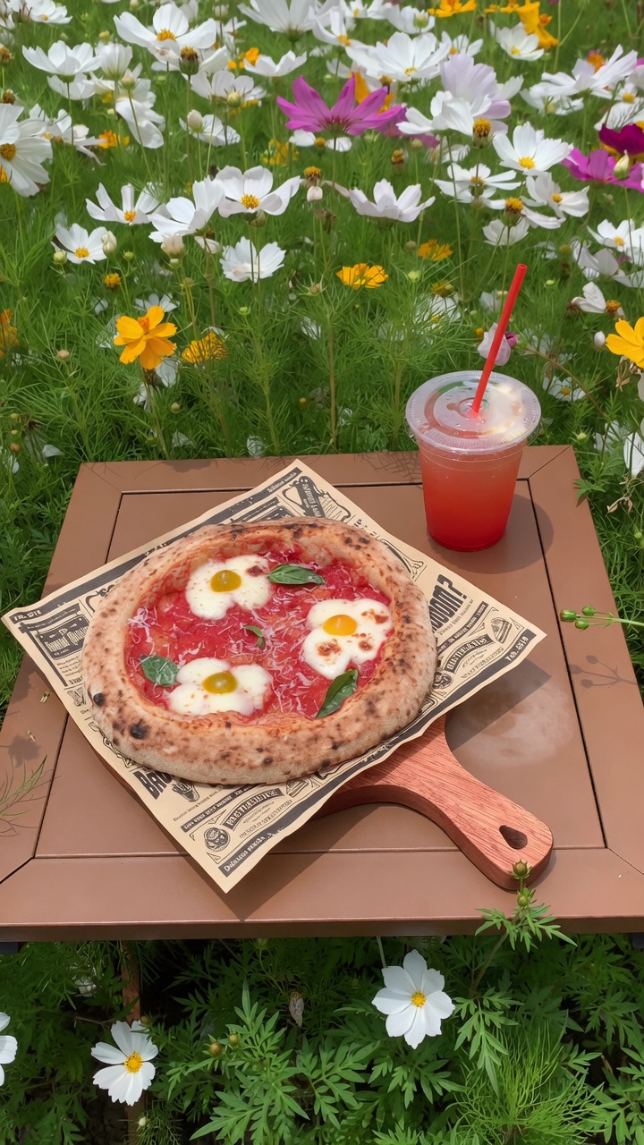 Pizza Margherita en forme de fleur