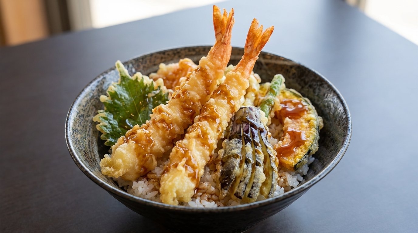 Tempura Donburi aux crevettes classique (Ebi Tendon)