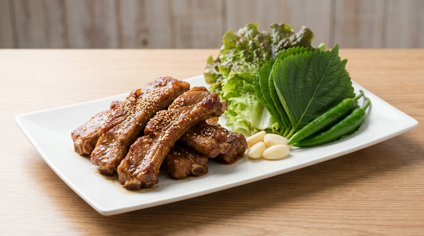 Côtes de porc coréennes marinées classiques (Dwaeji-galbi)