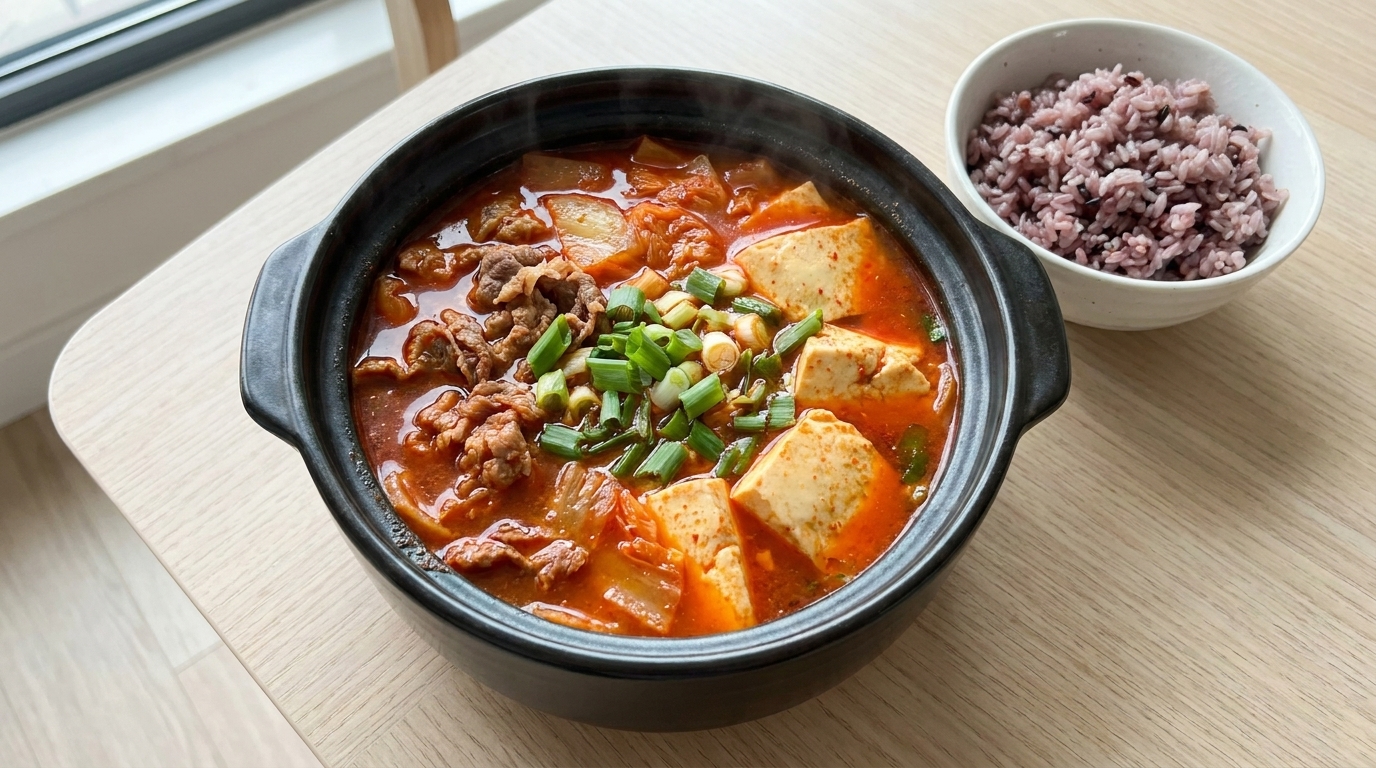 Soupe au tofu épicée légère style coréen