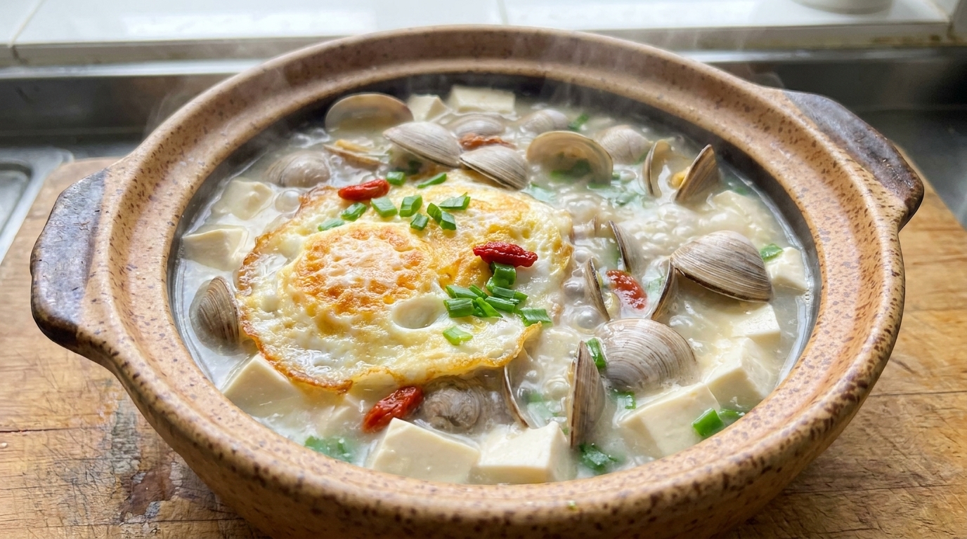 Soupe de Palourdes au Tofu et à l'Oeuf