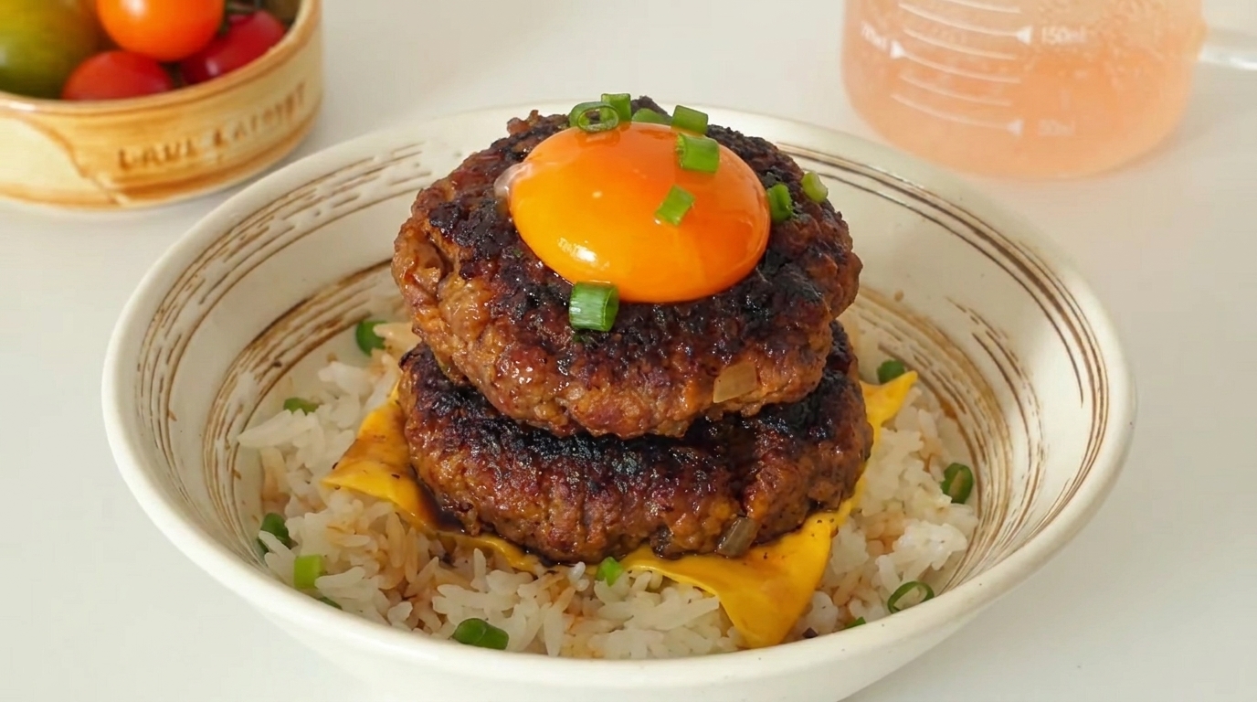 Bol de riz Cheeseburger façon japonaise (Loco Moco)
