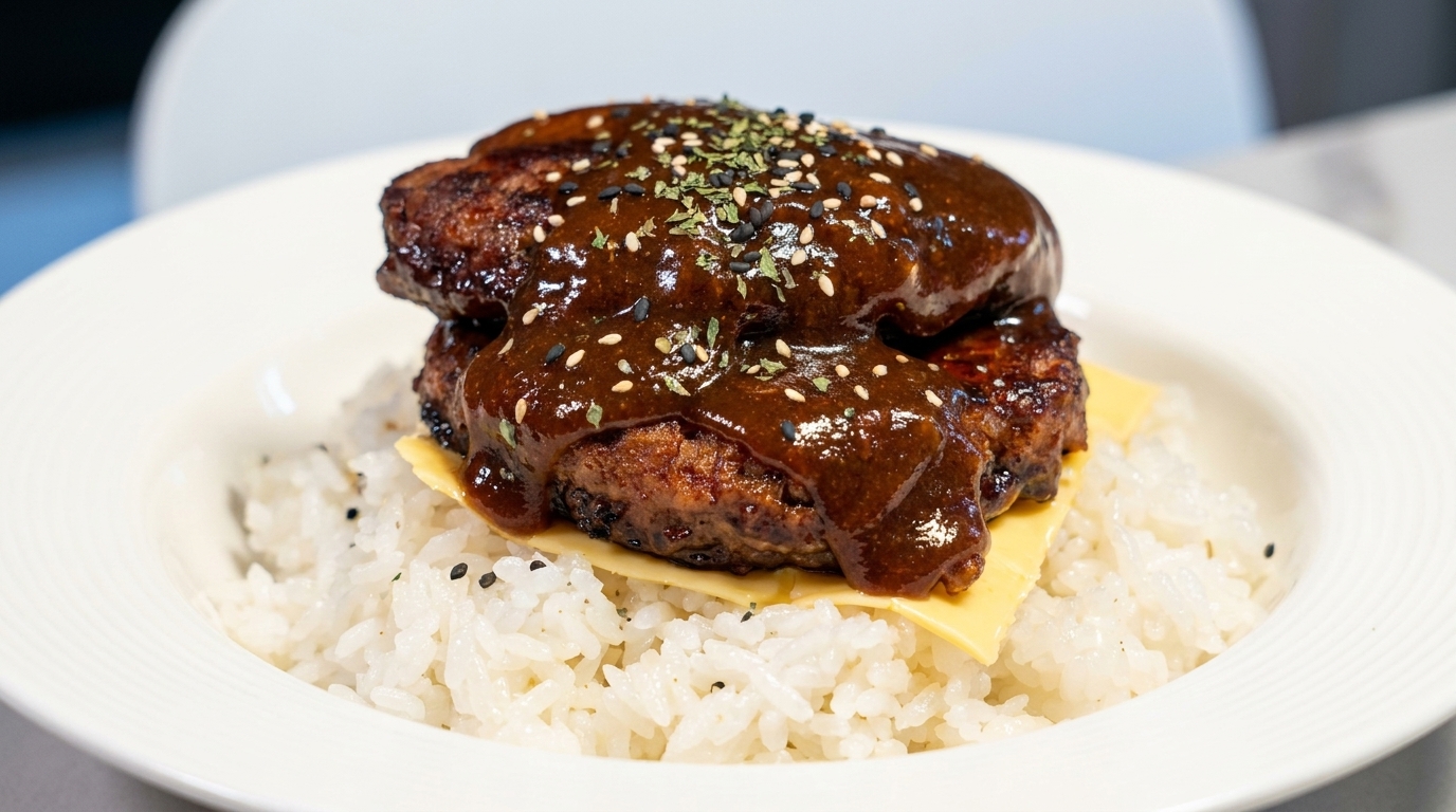Bol de Riz aux Steaks Hachés Double Étage