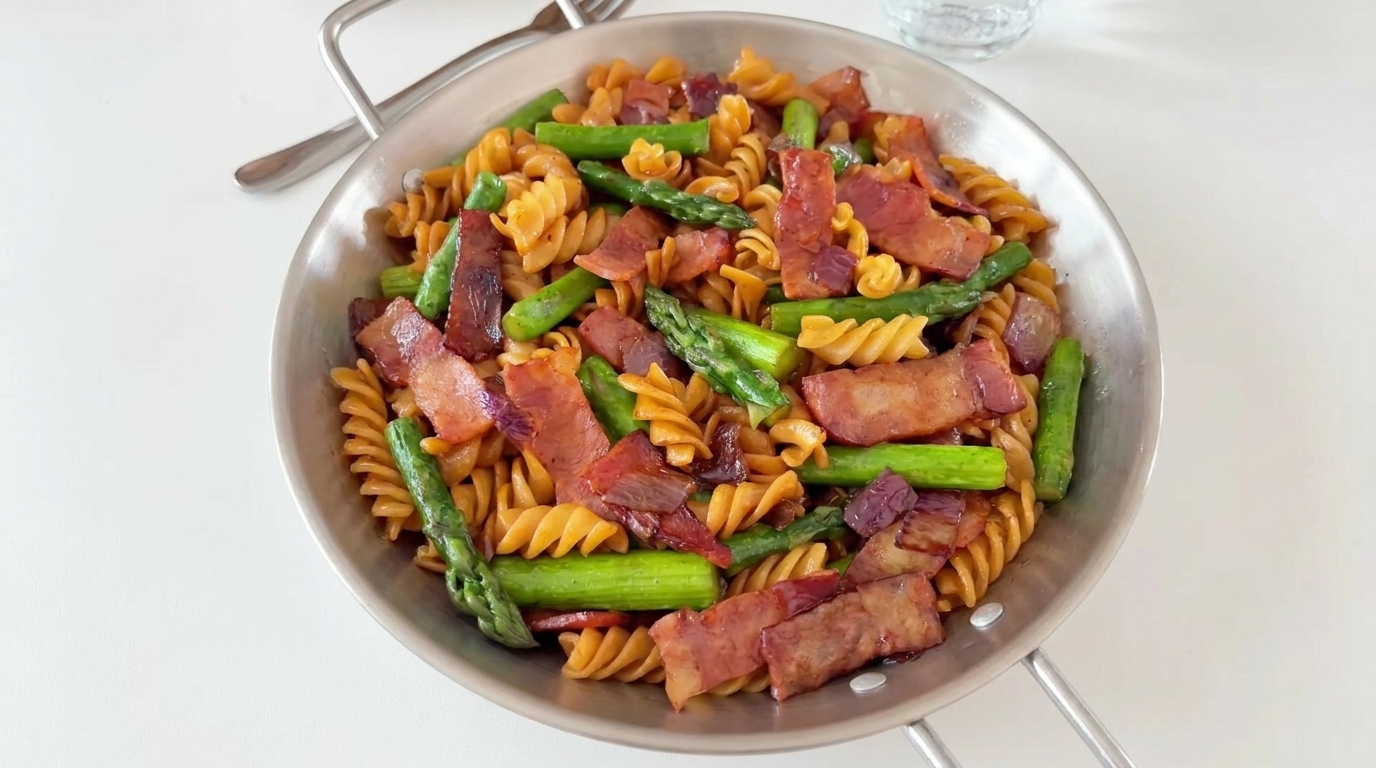 Pâtes aux asperges et au bacon