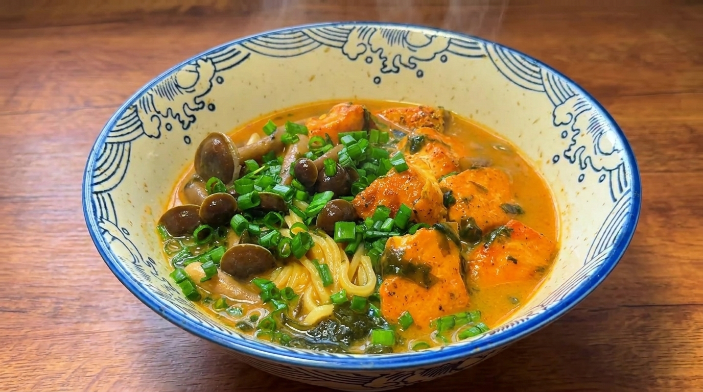 Ramen épicé au saumon et miso