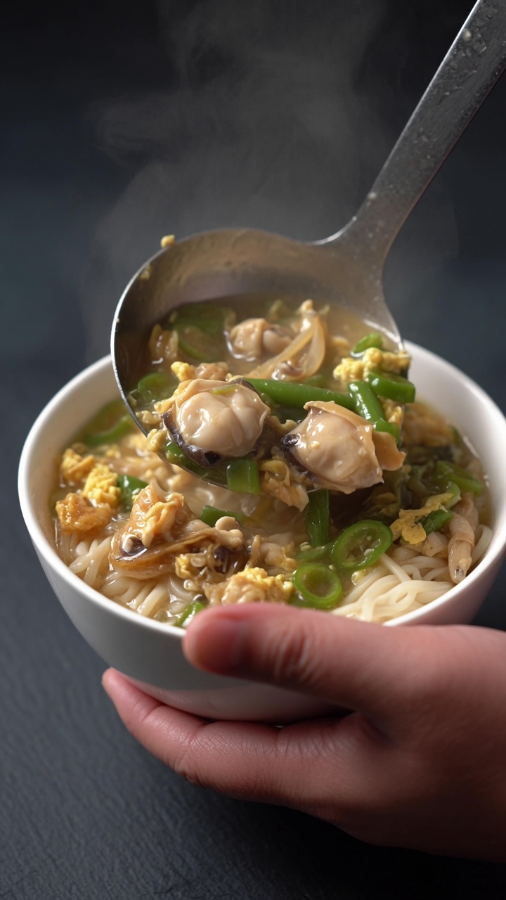 Soupe de Nouilles aux Palourdes et Haricots Longs