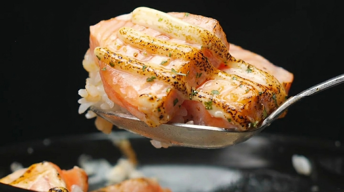 Bol de riz au saumon et à la coquille Saint-Jacques façon 'Midnight Diner'