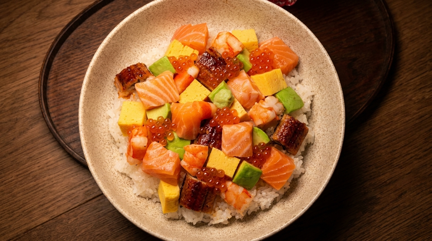 Bol de Chirashi Sushi Traditionnel d'Edo