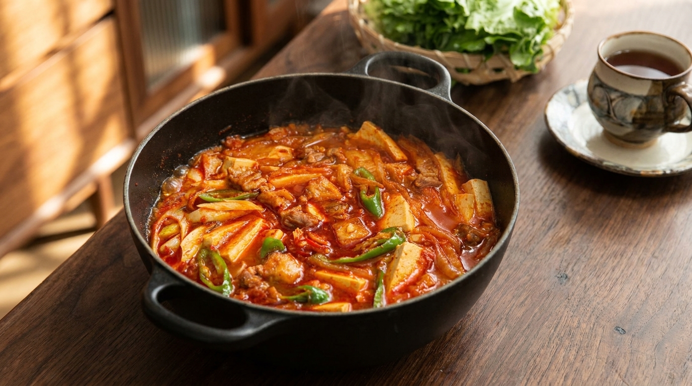 Ragoût épicé coréen au porc, kimchi et tofu