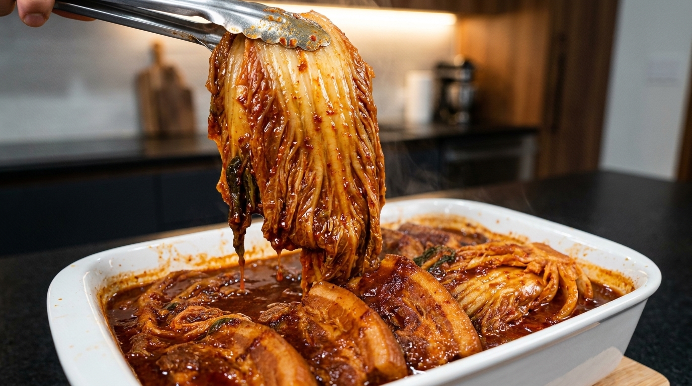 Poitrine de porc braisée au kimchi (Kimchi Jjim) authentique