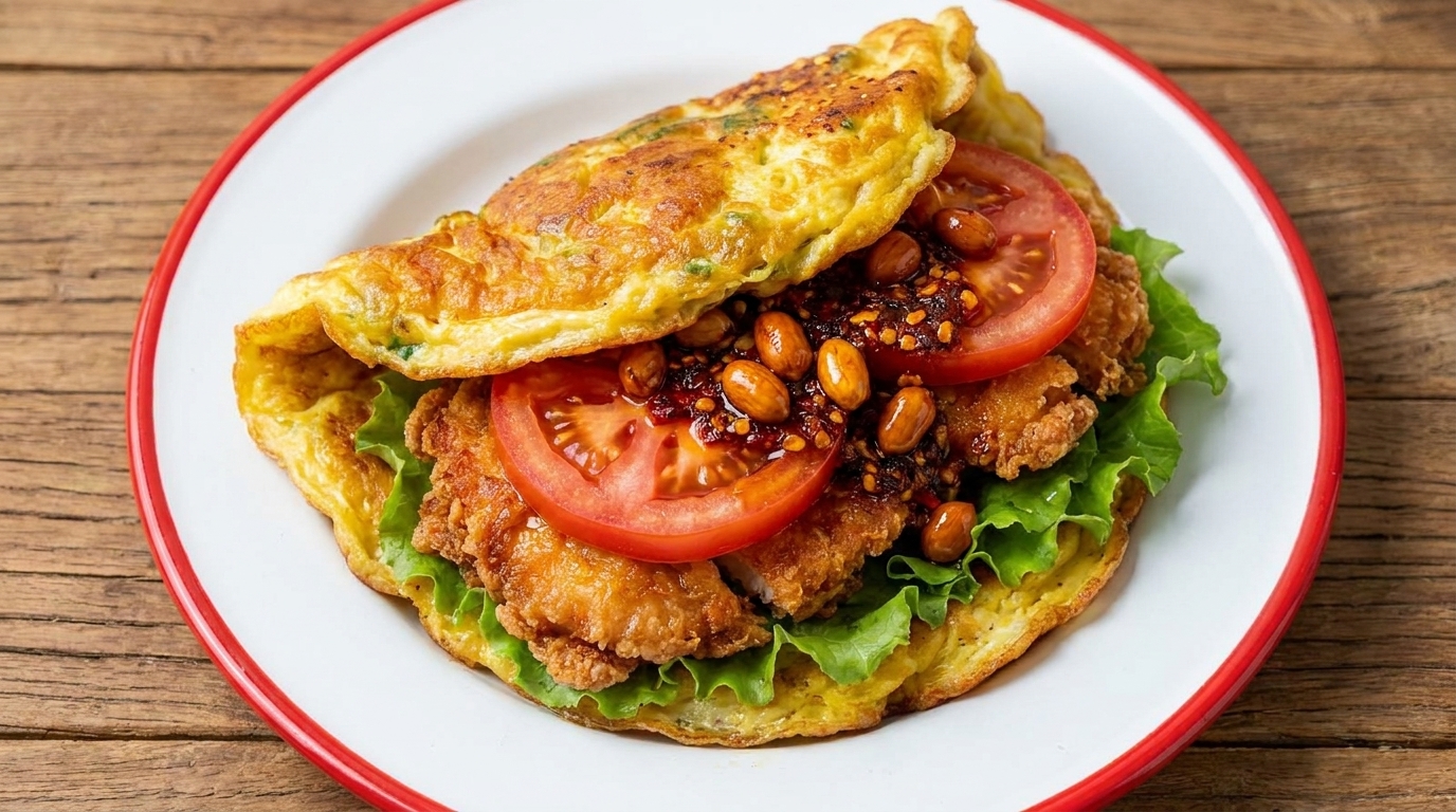 Burger façon omelette à la chinoise
