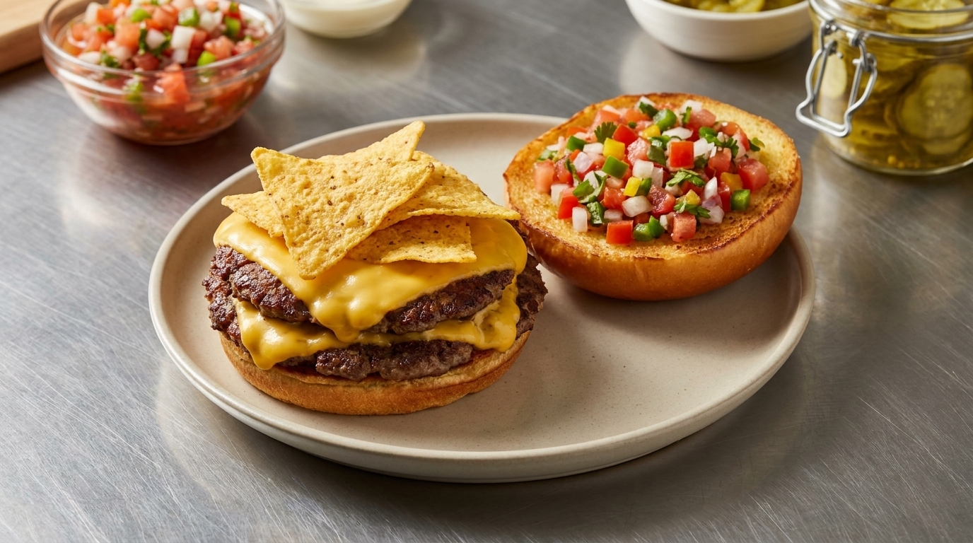 Smash Burger Wagyu au Piment Fumé et Salsa Fraîche
