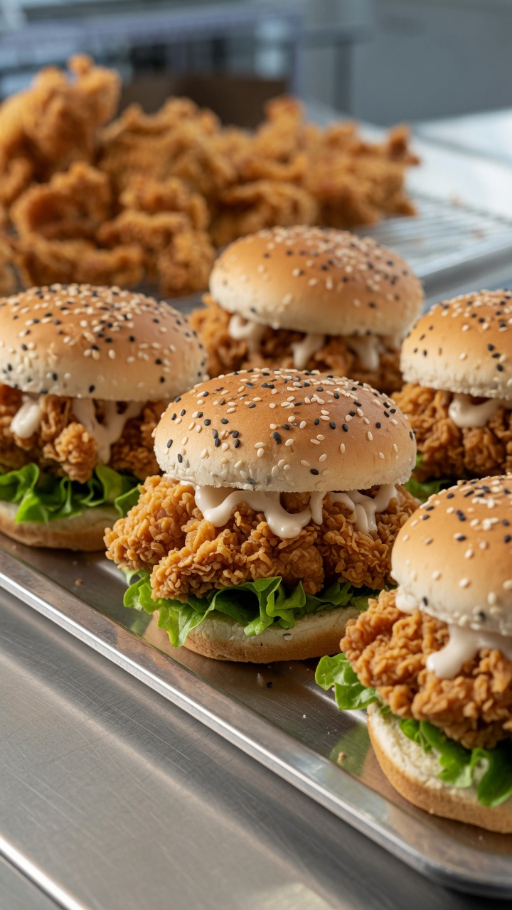 Burger au poulet frit croustillant