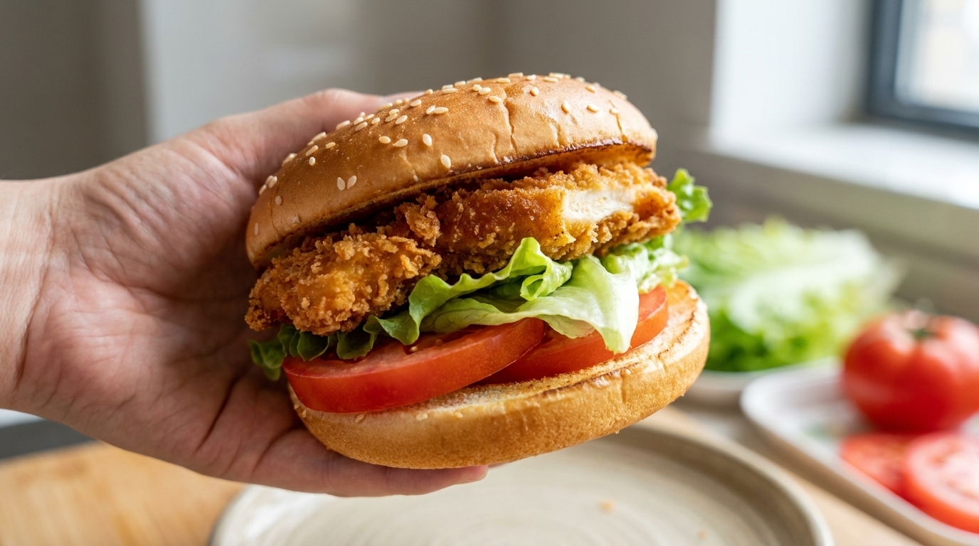 Burger au poulet croustillant maison