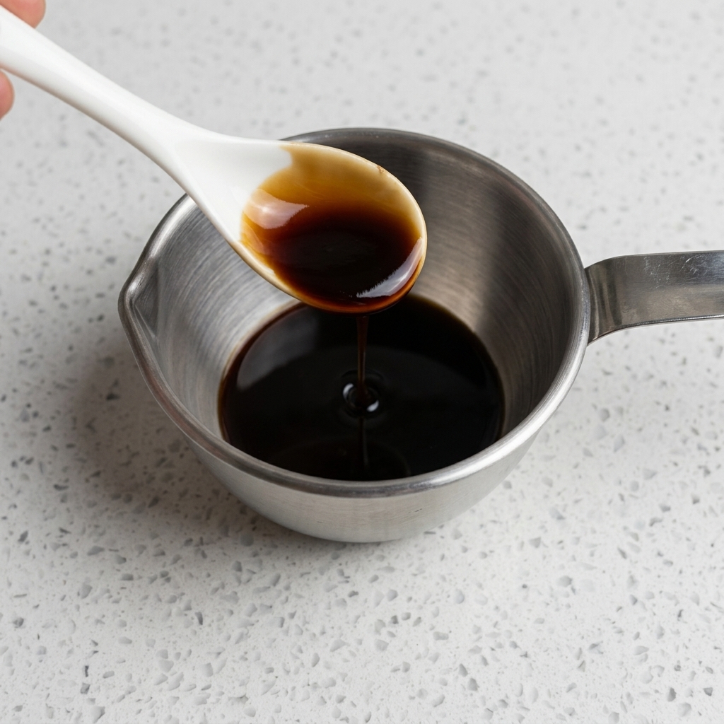 Du ketchup et de la sauce char siu ajoutés à la base de sauce soja.