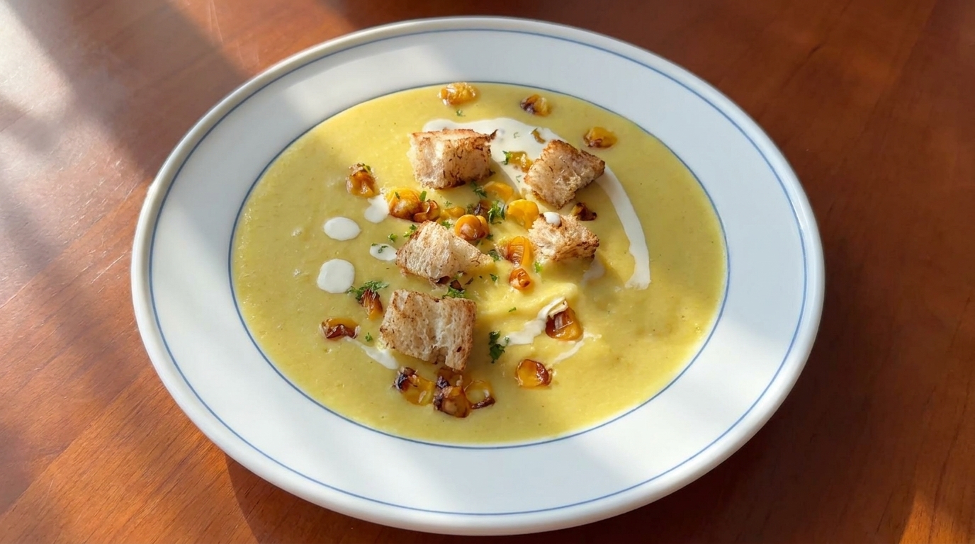 Velouté de maïs rôti onctueux