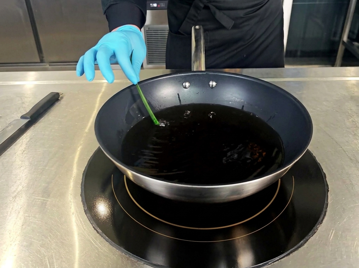 Écrevisses frisant dans lhuile chaude jusquà devenir rouge vif.