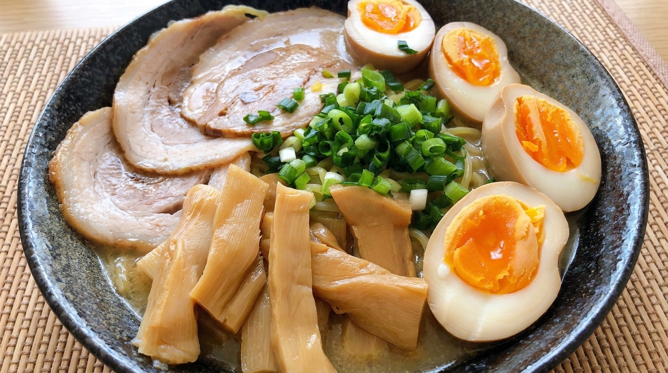 Ramen japonais aux œufs mollets marinés au soja (Ajitsuke Tamago)