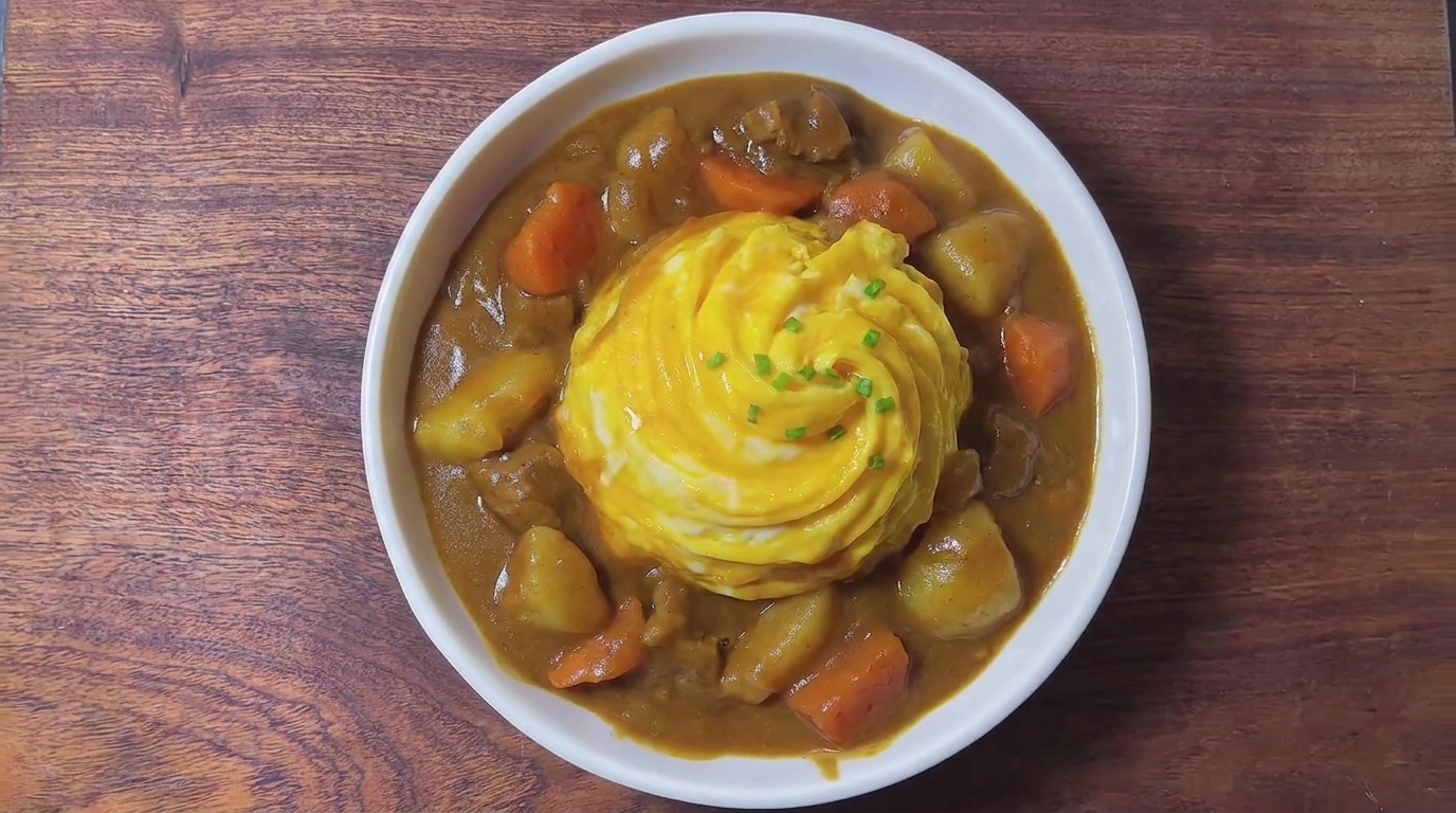 Riz au Curry Japonais et son Omelette Tourbillon Moelleuse