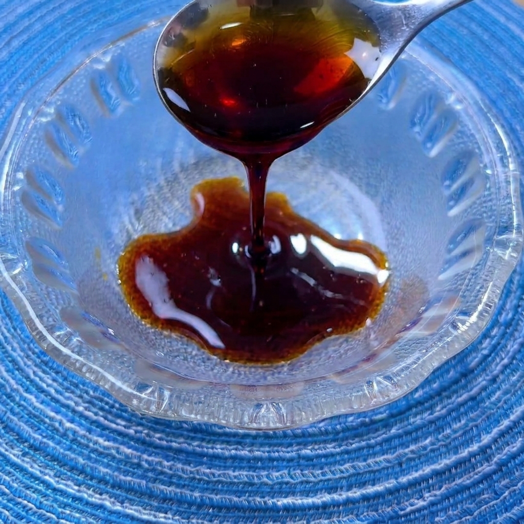 Un mélange de sauces soja, sauce huître, sucre et épices combinés dans un petit bol.