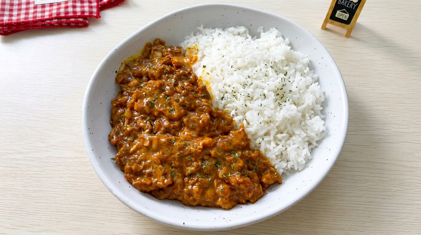 Riz au Curry et Viande Hachée Épicé