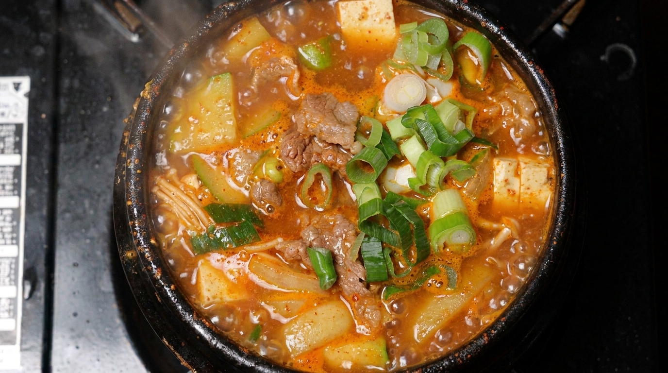 Ragoût Coréen à la Poitrine de Bœuf et Pâte de Soja (Doenjang-jjigae)