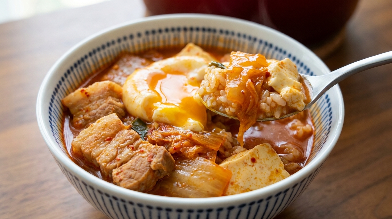 Ragoût de Kimchi Coréen Épicé au Tofu et à la Poitrine de Porc