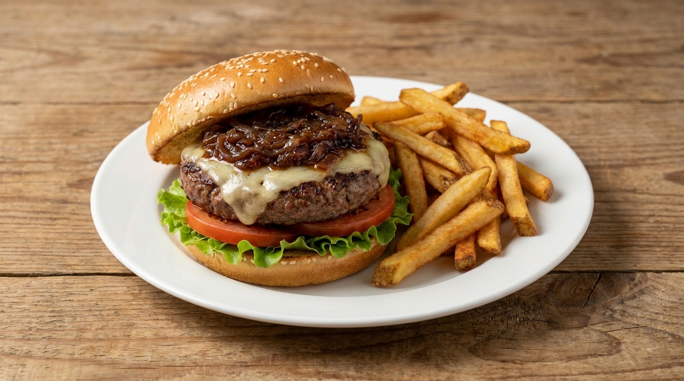 Burger Gourmet aux Oignons Caramélisés