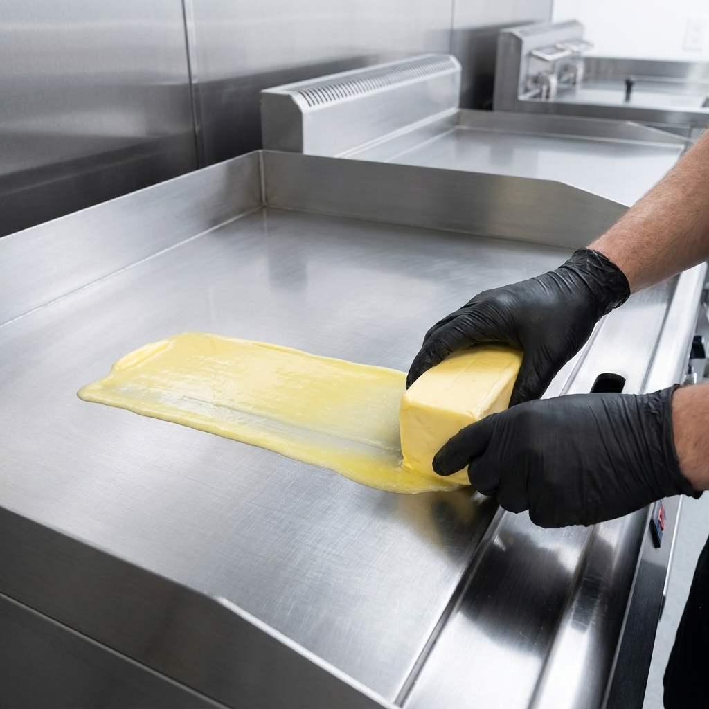 Tranches doignons étalées sur une plaque de cuisson chaude et huilée pour entamer le processus de caramélisation.