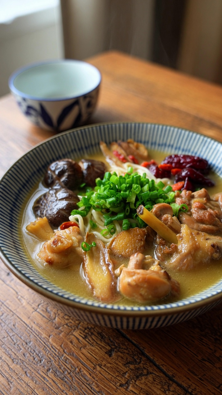 Soupe de nouilles taïwanaise au poulet à l'huile de sésame