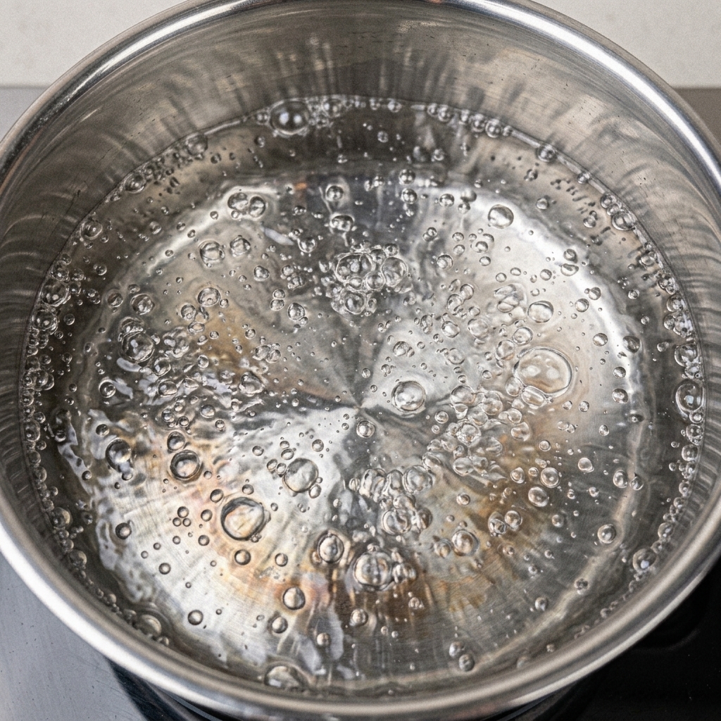 Pâtes italiennes larges en train de cuire dans une grande casserole deau bouillante.
