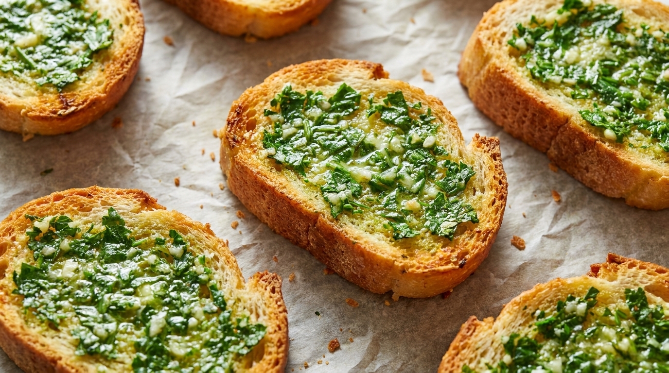 Tartines à la persillade fraîche et à l'ail