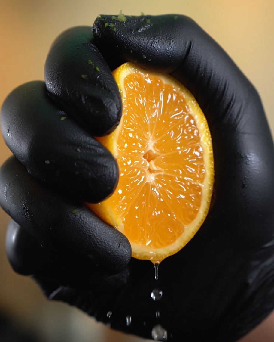 Jus de citron frais pressé dun quartier sur les pâtes assaisonnées dans la poêle.