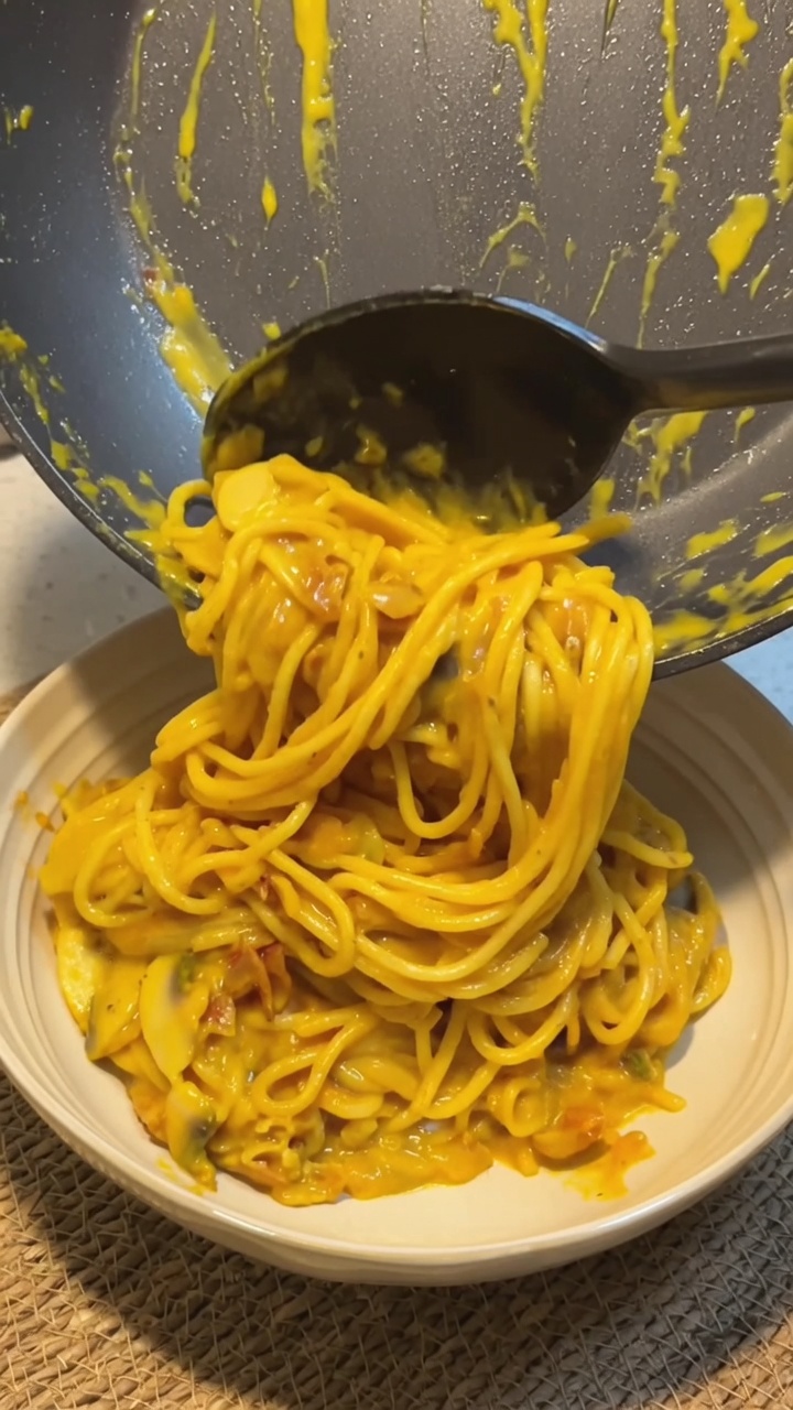 Spaghetti Crémeux à la Citrouille et au Bacon