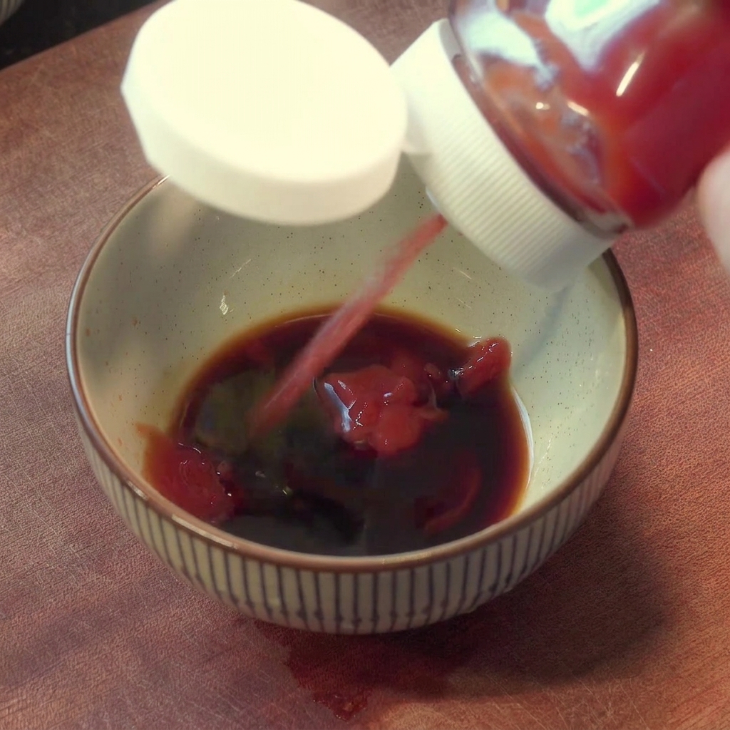 Ingrédients de la sauce mélangés dans un bol.