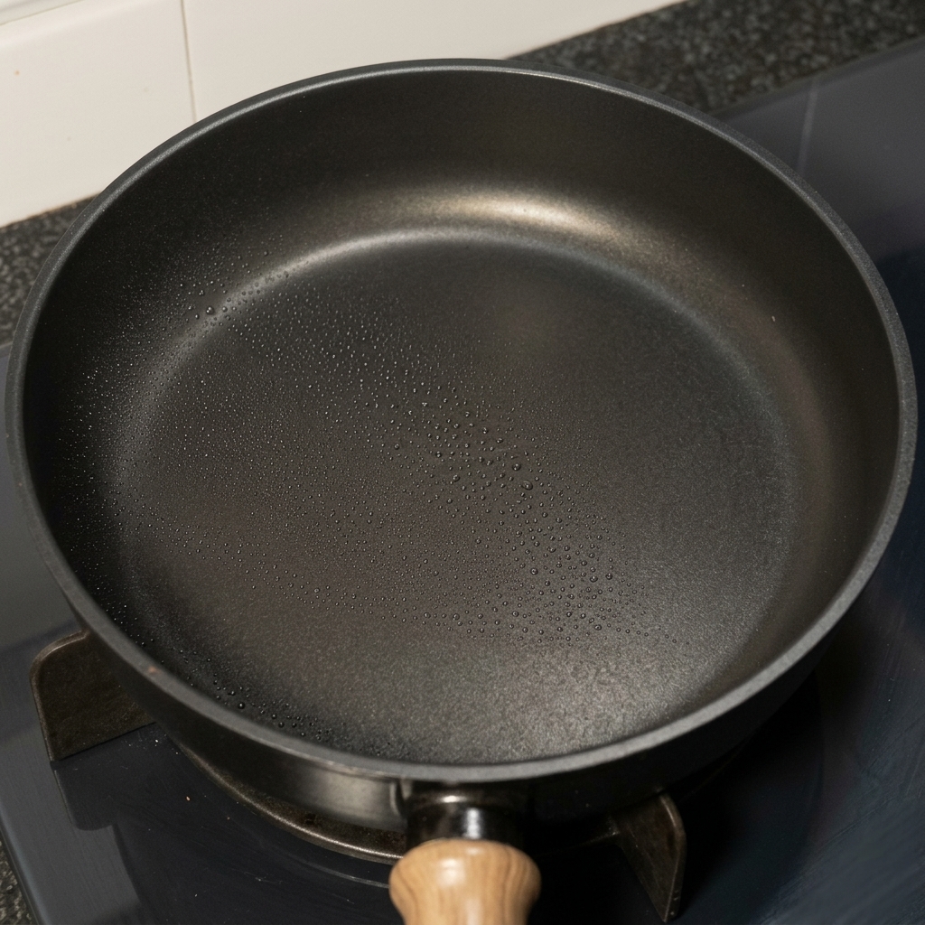 Oignons et kimchi sautés dans une poêle chaude.