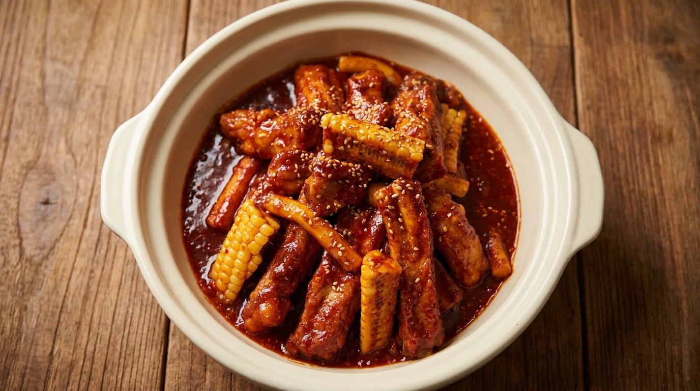Travers de porc braisés à la coréenne (Dwaeji Galbi-jjim)